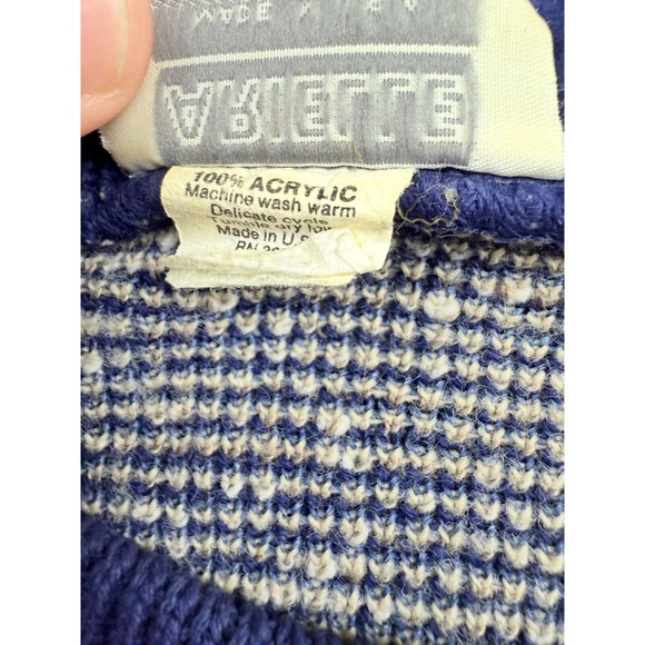 ARIELLE Vintage 80s Geo Pattern‎ Sweater Womens Blue USA MADE Acrylic Size M - Picture 4 of 6
